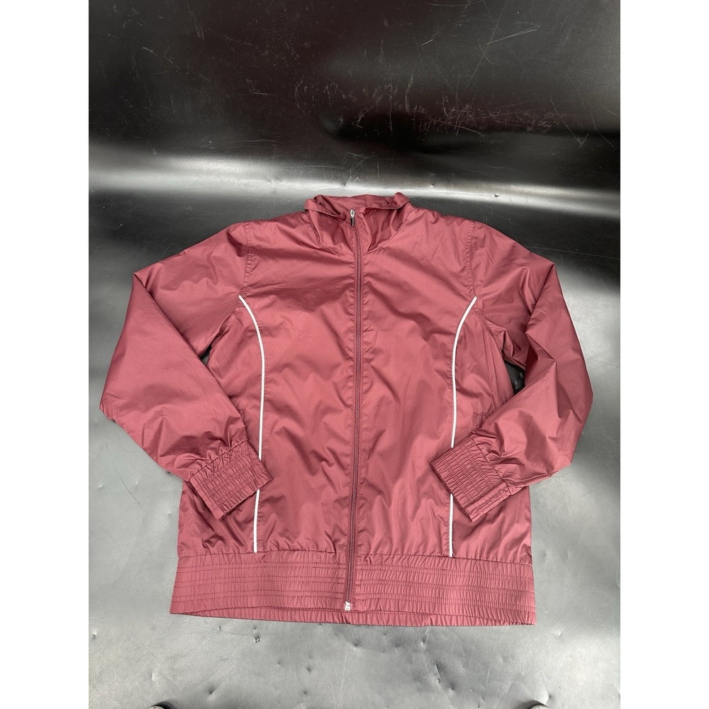 Tri- Mountain Women's Perforance Full Zip Jacket Medium Burgundy Red Wind Break